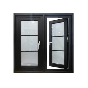 Hihuas compra personalizada mejor casa negra aluminio francés ventanas de vidrio abatibles