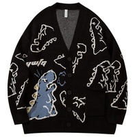 Pull ras du cou Kawaii pour hommes et femmes pull en tricot personnalisé imprimé dinosaure Jacquard surdimensionné d'automne pull en tricot design de dessin animé