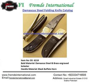 Couteau pliant en acier damas fait main de haute qualité avec couteau de poche industriel multifonctionnel de traversin - Product Image 2