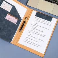 Carpeta de firma de contrato comercial con logotipo personalizable de fábrica Carpeta de administrador de cuero multifuncional A4 con Archivo de Documentos