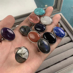 Nouveaux arrivages de cristaux réglables bijoux de guérison de forme ovale naturel coloré mixte cristaux de <span class=keywords><strong>quartz</strong></span> anneaux pour cadeau - Product Image 5