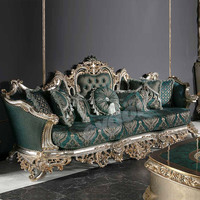 Ensembles de canapés sectionnels en tissu sculpté en bois massif classique de luxe royal européen meubles de salon vintage éponge traditionnelle