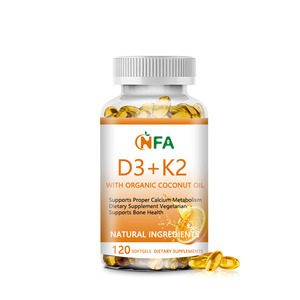 Venta caliente D3 + K2 Softgels con suplemento dietético de aceite de coco orgánico apoya el metabolismo y la salud ósea para adultos Softgels - Product Image 1