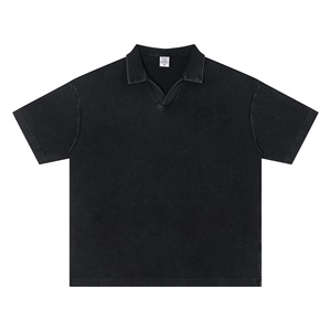 Maglietta <span class=keywords><strong>Polo</strong></span> Vintage in Cotone Personalizzata OEM Unisex con Ricamo e Stampa, Lavaggio Acido, Peso 235GSM, T-Shirt a Spalla Larga in Tessuto Waffle - Product Image 2