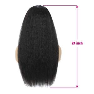 Sapıkça düz kafa bandı İtalyan İnsan saçı peruk siyah kadınlar için, giymek kolay peruk siyah kafa bandı 150 yoğunluk 16 inç - Product Image 3