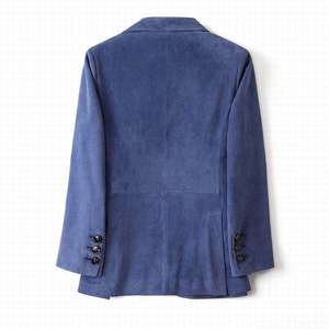 Eleganter Damen-<span class=keywords><strong>Blazer</strong></span> in Graublau aus Wildleder mit spitzem Revers, einreihig, schmal geschnitten, für Hochzeiten und Partys - Product Image 5