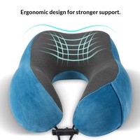 Oreiller de voyage en mousse à mémoire de forme et velours cristal en forme de U avec logo personnalisé, support cervical en tissu magnétique, modèle U001, vente en gros