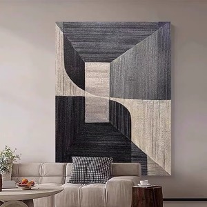 Dafen Village Oil Painting <b>Abstract</b> Geometric <b>Canvas</b> Art Black Frame Rectangle Modern Living Room Decor - Product Image 1