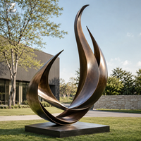 Grande sculpture abstraite en bronze en forme de flamme, art moderne en métal poli pour la décoration extérieure de jardins, hôtels, places publiques et paysages commerciaux
