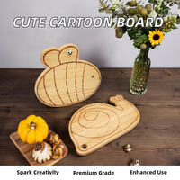 Schattig cartoon bamboe snijplank met aanpasbaar logo, babyvoedselbord, onregelmatig gevormd, keukenaccessoire voor thuis, groothandel, gemaakt van hout