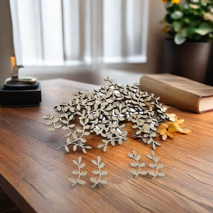 Vente en gros de copeaux de <span class=keywords><strong>bois</strong></span> de contreplaqué sculptés (3 cm) couleur <span class=keywords><strong>bois</strong></span> naturel, nouveaux petits motifs fleurs et feuilles, 50 pièces/sac, décoration intérieure XIANPING - Product Image 5