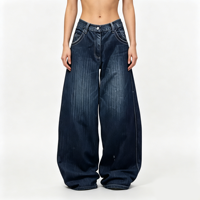 Jean baggy femme en denim bleu délavé, coupe ultra large, taille haute, style vintage, pantalon ample en jean pour femme