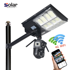 Control remoto integrado de energía solar LED farola exterior 4G Cámara CCTV con ranura para tarjeta SIM 4MP cámara de seguridad lámpara solar - Product Image 1