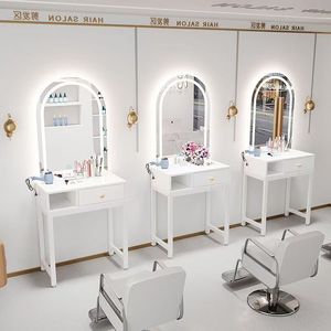 Soporte de espejo para salón de belleza, soporte de mesa para espejo de cuidado capilar, soporte de herramientas integrado, tocador de dormitorio con espejo - Product Image 4