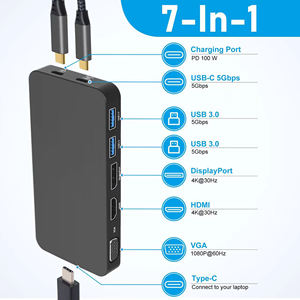 Station d'accueil HUB USB C 7 en <span class=keywords><strong>1</strong></span> Avec <span class=keywords><strong>HDMI</strong></span> 8K, 4K DP, VGA, 2 <span class=keywords><strong>x</strong></span> USB C Transmission de données/100W Charge rapide - Product Image 4