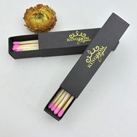 Boîtes à bougies personnalisées, boîtes noires avec logos dorés, boîtes d'allumettes avec pointes colorées