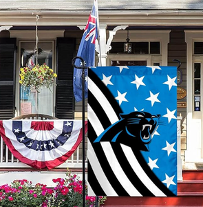 Bandera de Jardín Personalizada de los <span class=keywords><strong>Carolina</strong></span> Panthers con Diseño de la Bandera Americana, Impresa por Ambos Lados en Poliéster - Product Image 4