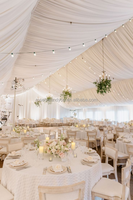 Rideau en mousseline de soie blanc pour salle de mariage, rideau ondulé pour fond de scène, rideau de plafond pour événement, décoration de toit de tente de fête