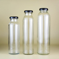 Lege 500ml ronde 250ml 8 oz sapglazen flessen met metalen deksels, geschikt voor dranken, koudgeperste sap, melkthee, 16oz 16 oz