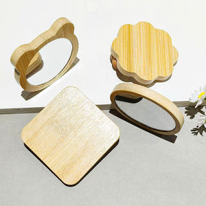 Espejo de Bolsillo LED de Bambú Personalizado, Acabado Bronce, Espejo Cosmético Mini de una Sola Cara - Product Image 5