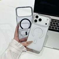 Coque de téléphone portable de luxe ultra-fine anti-jaunissement en acrylique rigide ultra-transparent avec anneau magnétique pour charge sans fil et antichoc pour