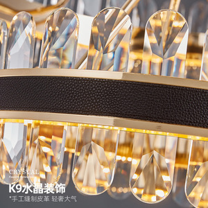 <b>Crystal</b> <b>Chandelier</b> Gold Finish LED E26 3500K Warm White Dimmable Adjustable Height 5-Year Warranty Living Room Pendant <b>Light</b> - Product Image 2
