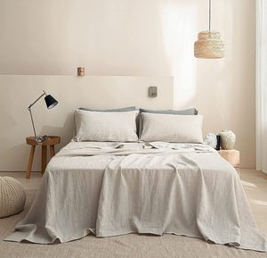 Set di <span class=keywords><strong>Lenzuola</strong></span> in Lino Morbido, Copripiumino in Lino, Set Biancheria da Letto Stonewashed, <span class=keywords><strong>Lenzuola</strong></span> King Size di Lusso - Product Image 6