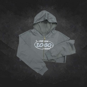 Sweat à capuche vintage en coton éponge 100% lavé, coupe ample, ourlet brut, zippé, effet vieilli, pour l'automne - Product Image 3