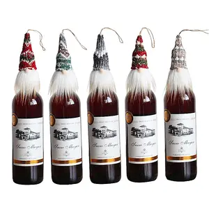 Penutup Botol Anggur Natal Gnome Buatan Tangan Swedia Tomte Dekorasi Botol Anggur Gaun Toppers untuk Liburan Dekorasi Natal