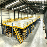 Étagère de mezzanine robuste HONGXIN en acier laminé à froid, sans boulons, avec revêtement en poudre, résistante à la corrosion, réglable, en acier massif