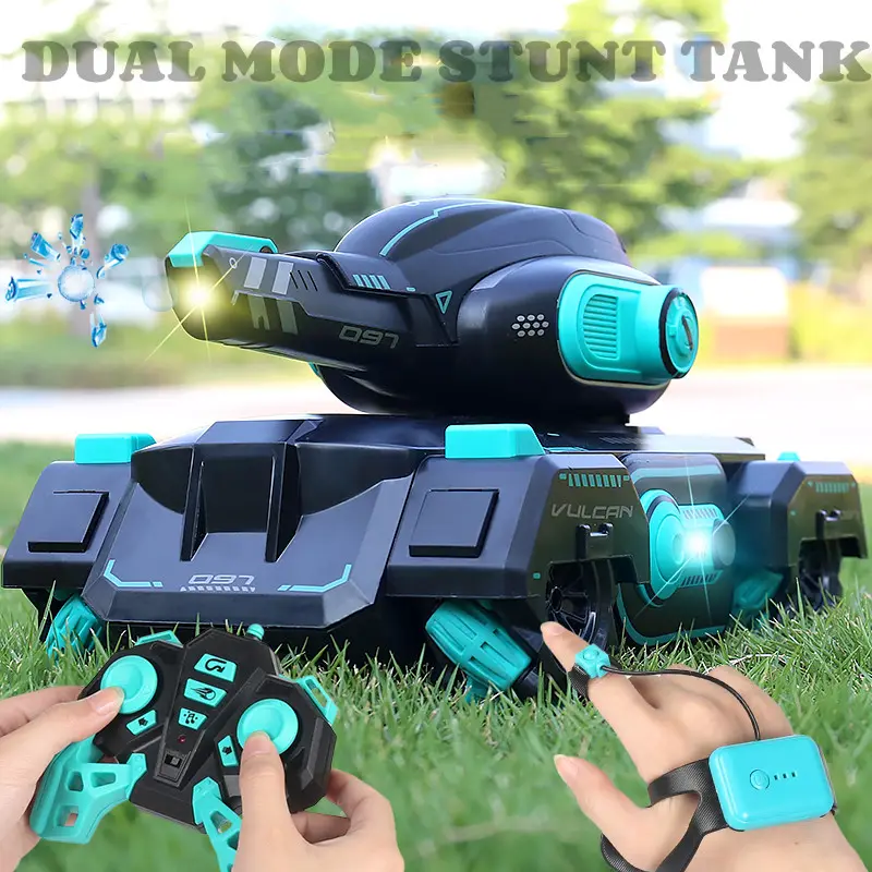 Hand Gesture Water Bombs Tank Water Bullet Launching Tank Remote Control Stunt Drifting Electric Car Toy Rc With Music Lights