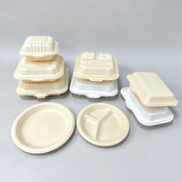 Boîte personnalisée biodégradable en amidon de maïs à 1, 2 ou 3 compartiments, conteneur alimentaire à emporter, boîte à lunch jetable en amidon de maïs