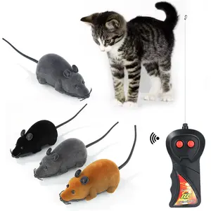 批发电动遥控鼠标植绒小老鼠互动猫玩具