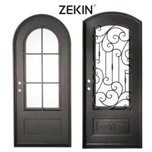 Hiện đại bên ngoài kim loại đôi cửa Thiết kế sang trọng pháp Đen wrought sắt cửa bão an ninh phía trước cửa ra vào - Product Image 2