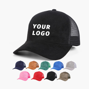 Gorras de béisbol deportivas con malla trasera para hombre, gorra snapback de 5 paneles, gorra trucker de gamuza - Product Image 1