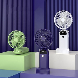 Ventilateurs à main électriques portables miniatures avec logo personnalisé, écran LED, 1200 mAh, 6 vitesses, vent puissant, pliables, rechargeables par USB, moteur sans balais - Product Image 2