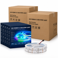 Светодиодная лента RGBWIC IC COB, нарезаемая, USB, 24В, 22Вт/м, на медной плате, белая печатная плата, для внутреннего освещения спален, баров, складов, с управлением через приложение, настраиваемая