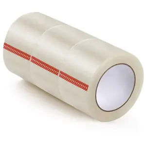 Confezione da 6 nastro di spedizione trasparente super trasparente personalizzato con marchio nastro adesivo bopp jumbo roll per sigillare la scatola dei cartoni