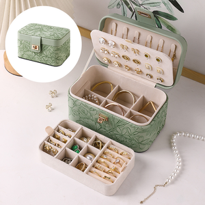 Boîte de <span class=keywords><strong>rangement</strong></span> pour bijoux imprimée de luxe léger, grande capacité, compartiments superposés, boîte à bijoux en velours perlé de haute qualité - Product Image 3