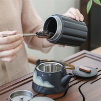 Harmony Household Gongfu Service à thé Accessoire Poterie noire Couvercle en alliage d'étain Pot à thé LOGO personnalisable Pot à thé en céramique Matériau métallique