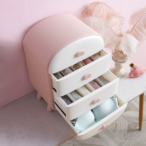 Underwear <b>Storage</b> Box <b>Drawer</b> Style 3 In 1 <b>Wardrobe</b> Organizer For Socks Bra Household Essential Pink Green Solid Color Covered - Product Image 3