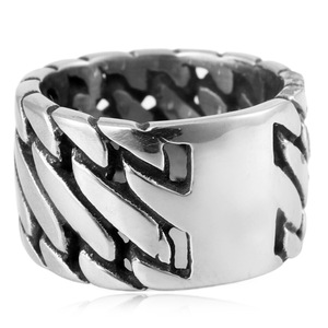 yunnique Men's Stainless Steel Chain <b>Ring</b> Geometric Design <b>Silver</b> Color Fashion Jewelry Gift Occasion - Product Image 3