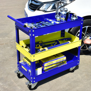 Three Tier Metal Mobile Tool Cart With Push Handle For Auto Repair And Maintenance 730X380X660 Mm Rolling Parts Rack - Product Image 1