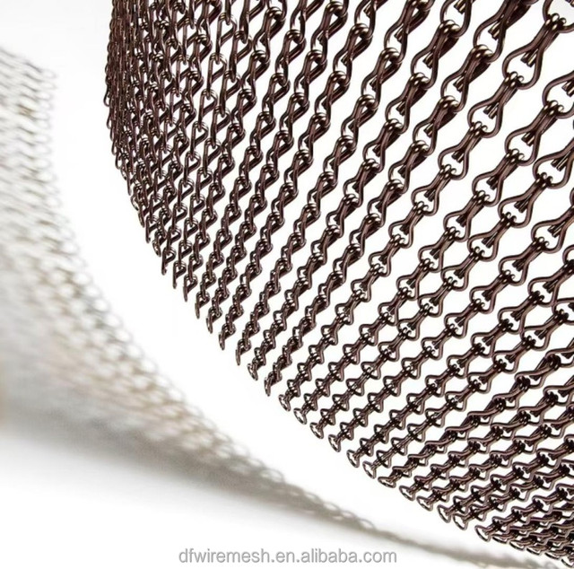 Stainless Steel Aluminum Decorative Mesh Chain Mail Ring, Metallic Curtain for High-end Fashion Decor