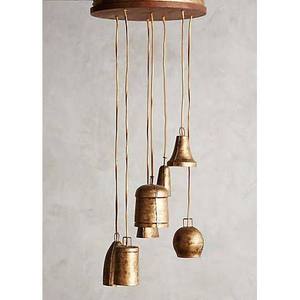 Antique Brass Hanging <b>Cow</b> <b>Bell</b> Wind Chimes - Product Image 1