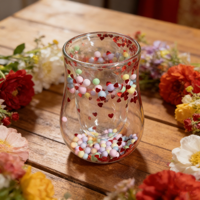 Vente en gros de tasses à café à double paroi en verre borosilicate de haute qualité avec fleurs séchées, 120 ml, pour le lait, le jus, l'eau