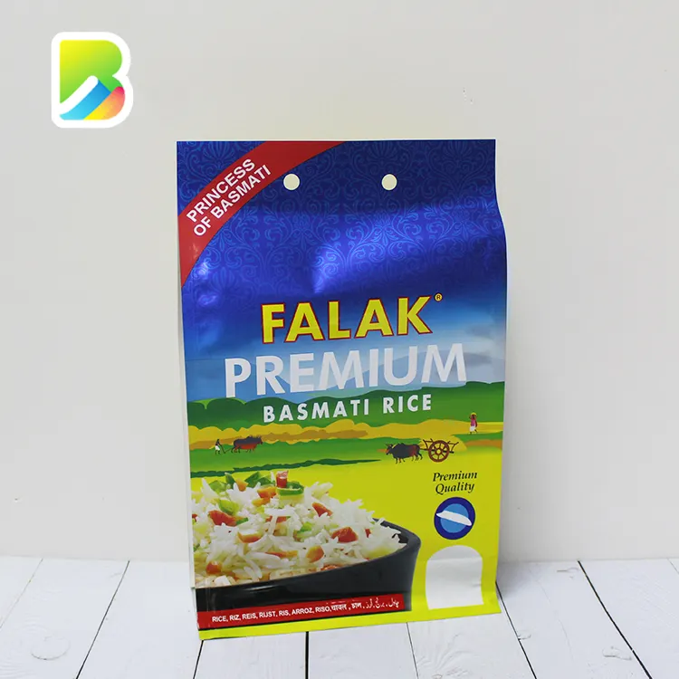 1 Pon Kemasan 3Kg 5Kg Plastik Dapat Ditutup Kembali dengan Ritsleting Kustom Kustom Cetakan Anti-kelembaban Kantong Nasi Bawah Datar