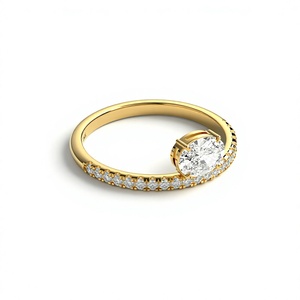 East West Oval Solitaire <b>Diamond</b> <b>Ring</b> 18K Gold Plated Engagement <b>Ring</b> Micro Pave Round <b>Diamond</b> Shank Fine Jewelry for Women - Product Image 3
