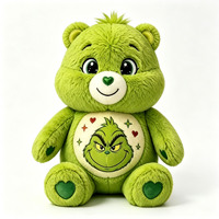 Nouvelle Peluche Ours Vert en Forme de Cœur Brodé Mignon, Coussin Animal Confortable, Cadeau Idéal pour Enfants pour la Saint-Valentin