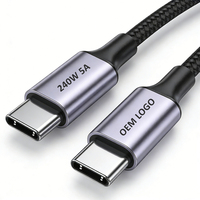Kabel USB Tipe-C Kabel Tipe C Pengisian Cepat 240W 5A Baru Tren Terbaru Pabrik Kustom Kabel Anyaman 1m 2m 3m PD3.1 EPR Charger Kabel USB C